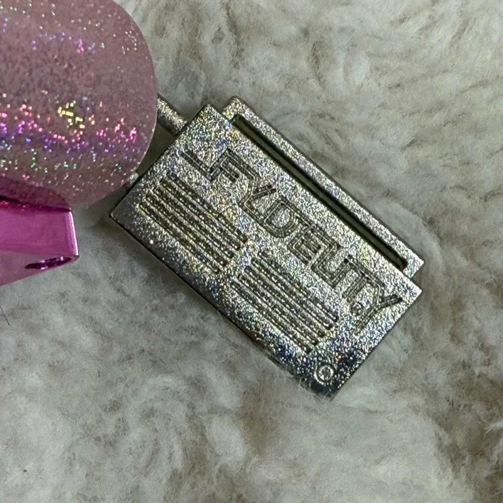 FYDELITY Cassette Tape Coin Purse Pink Metallic Glitter Retro Y2K